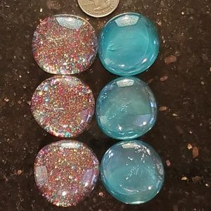 Glass Magnets :: Multi-color Glitter and Teal